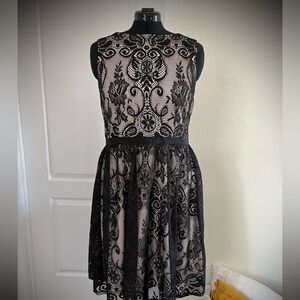 Black lace midi dress